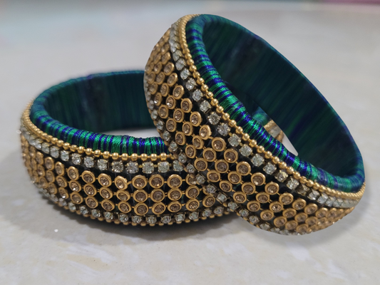 Thread bangles (set of 2) with stone work by ShapeCrafter